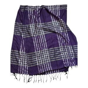 NWOT Women's Purple & Silver Scarf/Wrap, Glen Check Pattern